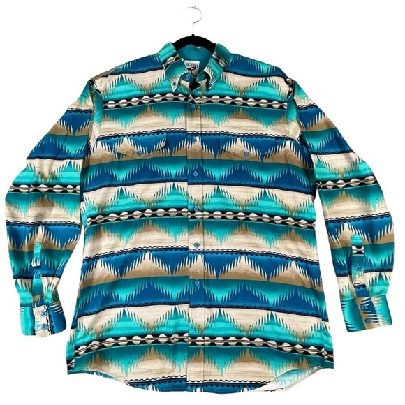 Roper Rodeo Western/Cowboy Aztec Print Button Down Long Sleeve Shirt - Sz L - Picture 1 of 16